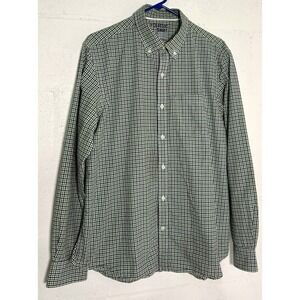 Old Navy Regular Fit The Classic L Men's Shirt LS  Green Blue Gingham Preppy Y2K